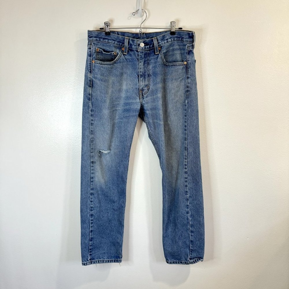 Levi's 505 Mens Jeans Size 33 x 30 Light Wash Straight Leg Denim 100% Cotton